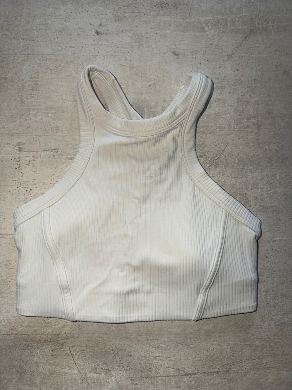 LULULEMON Ribbed High-Neck Crop Tank Top - White